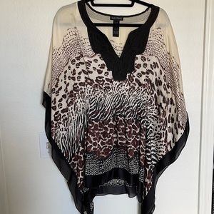 Size XL sheer blouse cheetah print